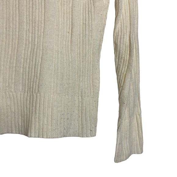 Aeropostale Chunky Cable Knit V Neck Ribbed Cream Long Sleeve Sweater Medium - Picture 8 of 16